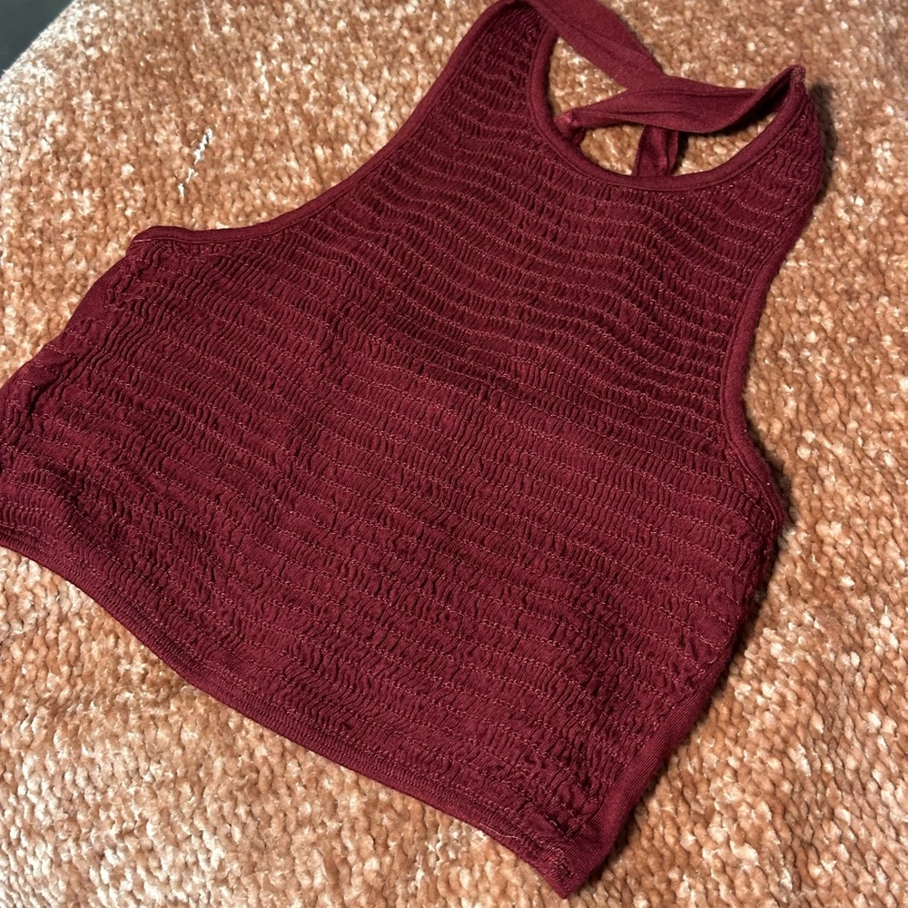 Sky & Sparrow Burgundy Tank Top with Crossed Straps in Back (Small)